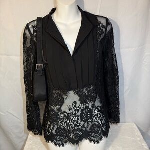 White House Black Market Black Lace Blouse